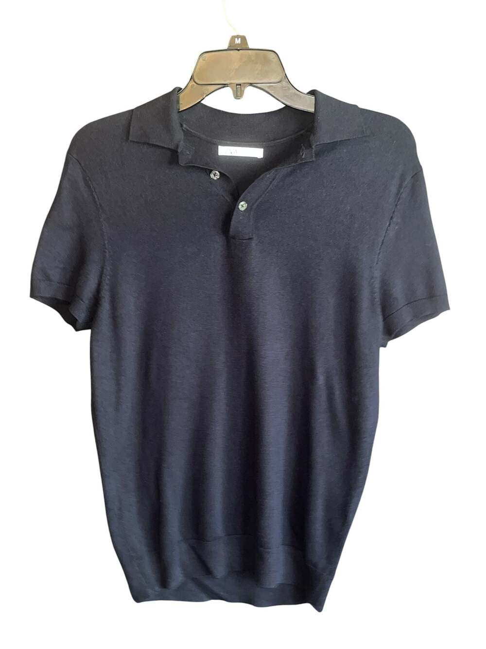 Zara Navy Blue Short Sleeve Knit Polo Shirt Size S